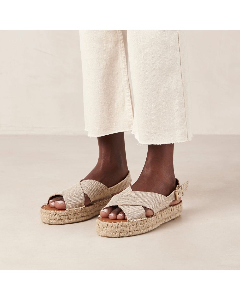 Espadrille Alohas Crossed pour Linen Beige Femme | ZJO-75782816