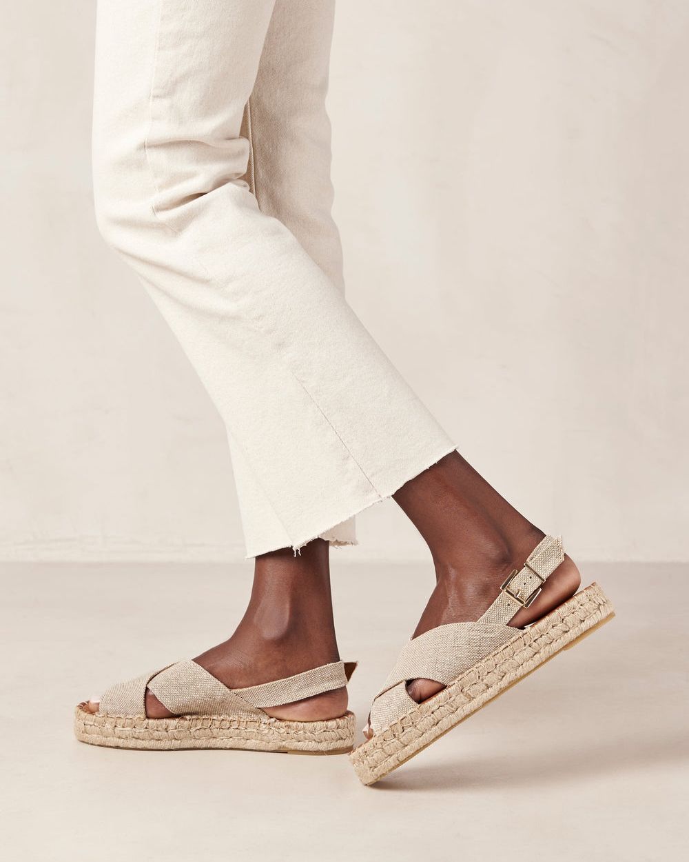 Espadrille Alohas Crossed pour Linen Beige Femme | ZJO-75782816