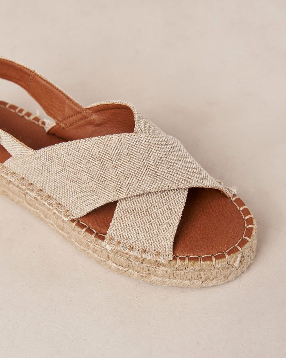 Espadrille Alohas Crossed pour Linen Beige Femme | ZJO-75782816