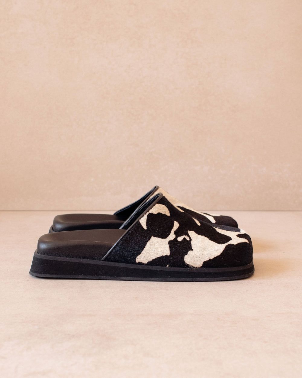 Mules Alohas Whiz pour Cow Black Print Femme | TTY-34068453