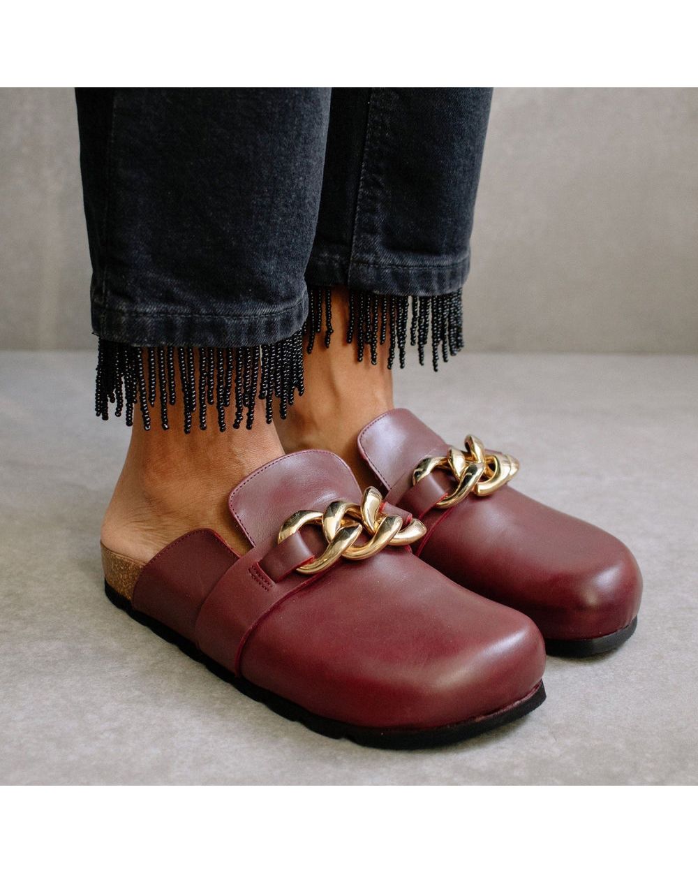 Chaussures Alohas Fireside Chain pour Dark Burgundy Femme | WLB-42781556