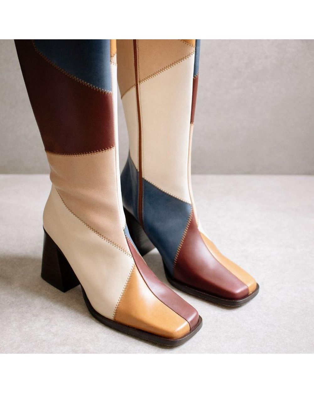 Bottes Alohas North Geometric Patchwork pour Blue Geometric Patchwork Femme | YVR-74990258