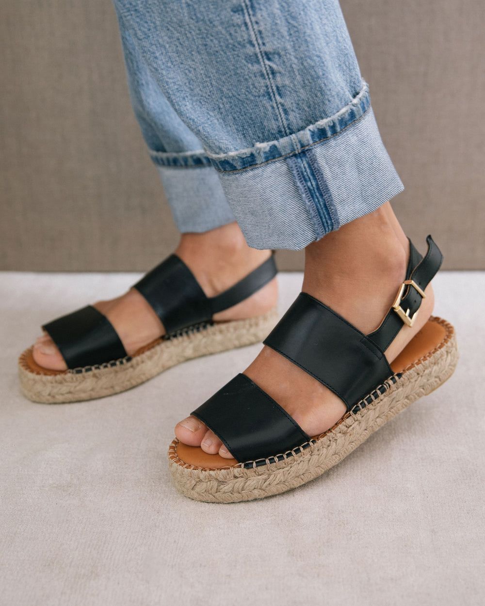 Espadrille Alohas Double Strap pour Black Femme | UEN-87313390