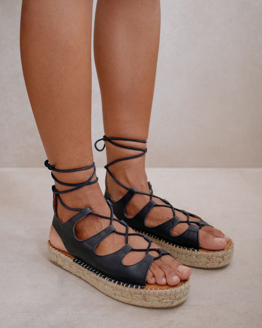 Espadrille Alohas Gladiator pour Black Femme | CJW-81776325