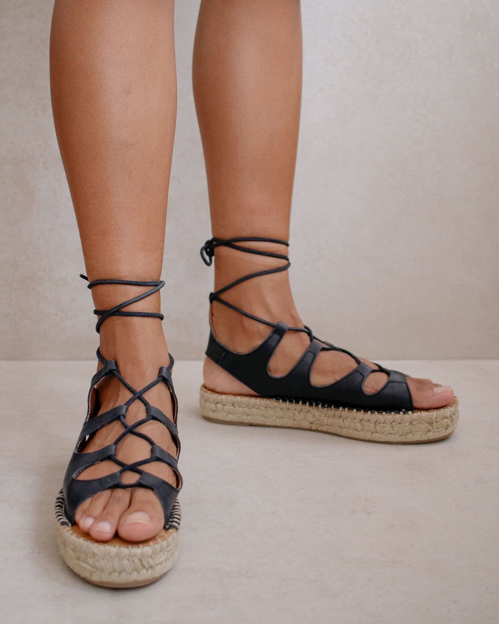 Espadrille Alohas Gladiator pour Black Femme | CJW-81776325