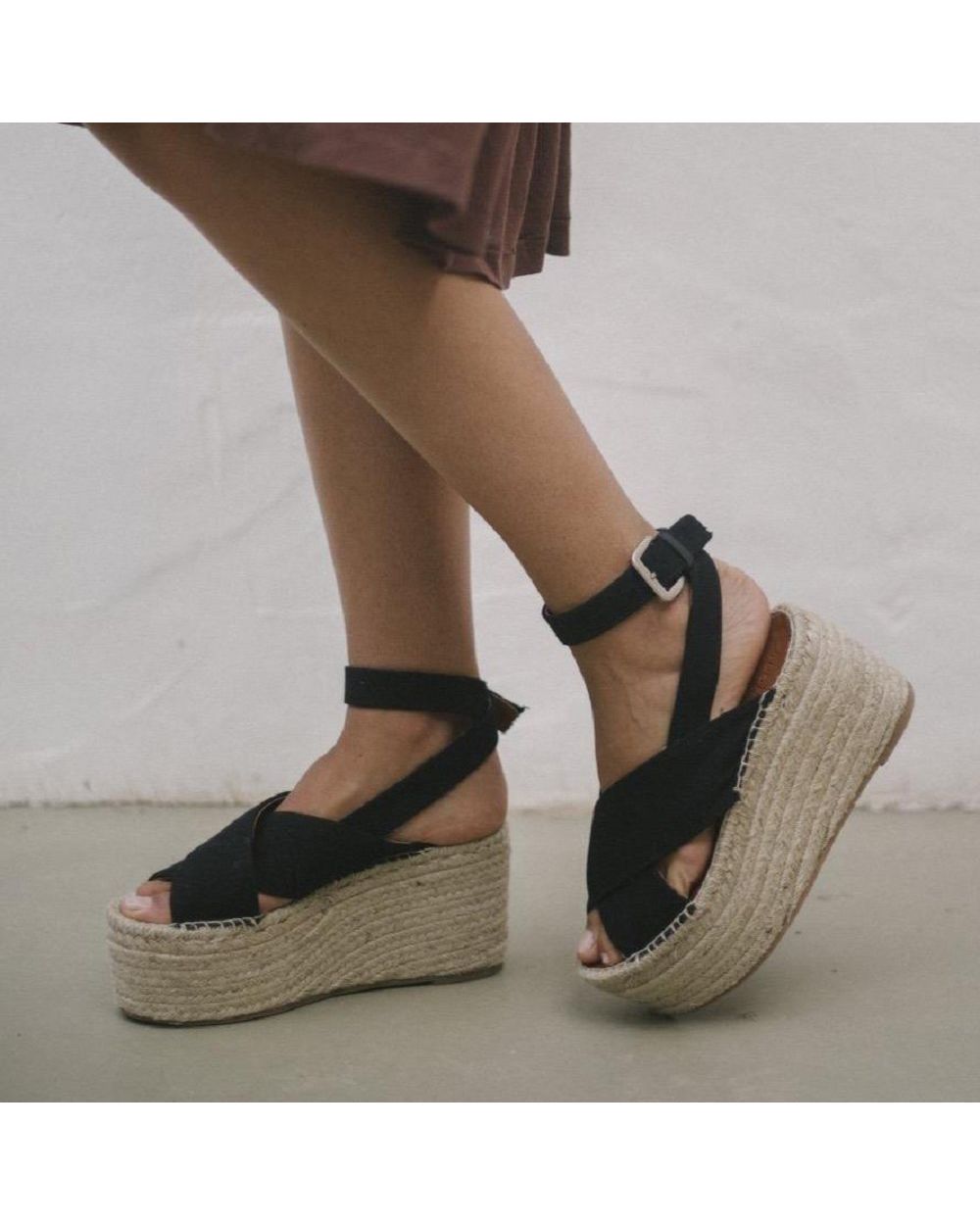 Espadrille Alohas Vegas Linen pour Black Femme | JVH-74452549