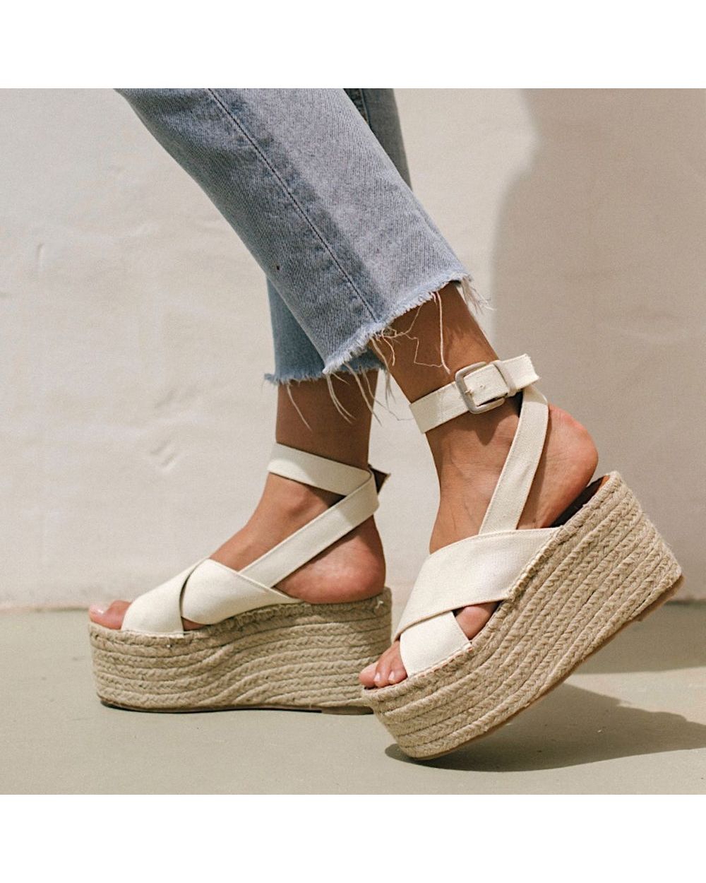 Espadrille Alohas Vegas Linen pour Off White Femme | FAS-58014605