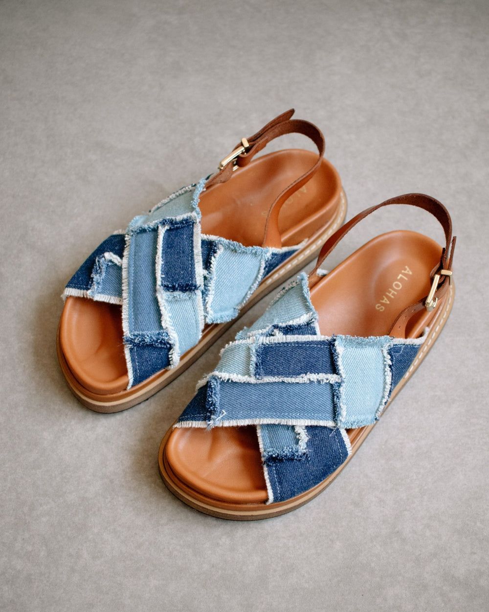 Sandales Alohas Marshmallow Patchwork Denim pour Patchwork Denim Blue Femme | MDG-11961022