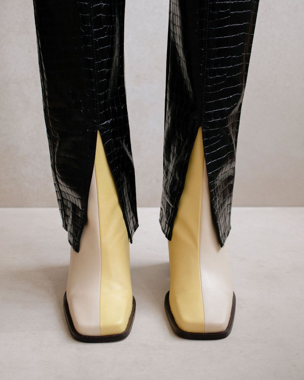 Bottines Alohas South Bicolor pour Off White Yellow Femme | QVK-81504493