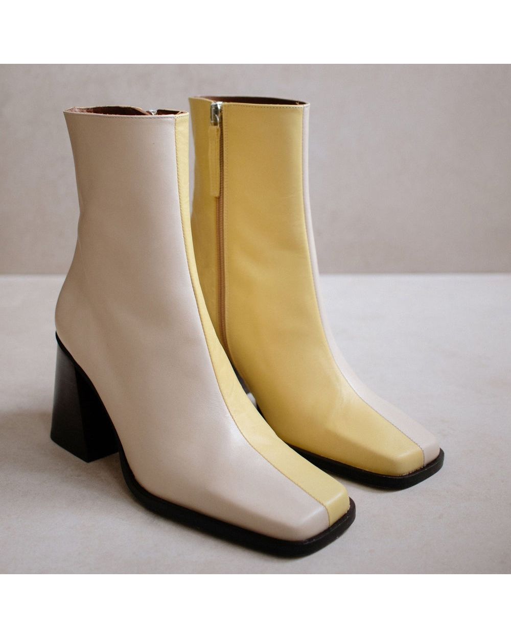 Bottines Alohas South Bicolor pour Off White Yellow Femme | QVK-81504493