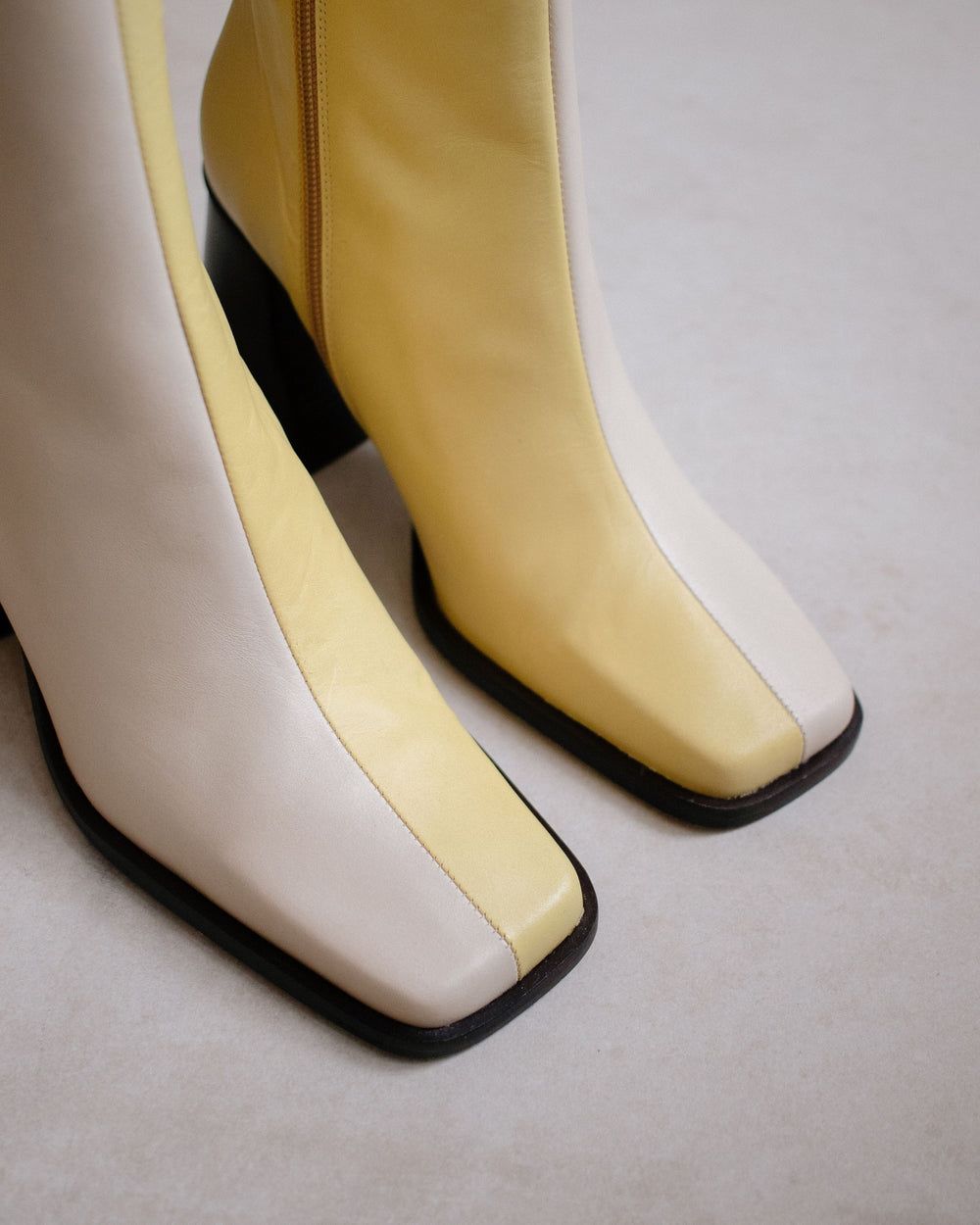 Bottines Alohas South Bicolor pour Off White Yellow Femme | QVK-81504493