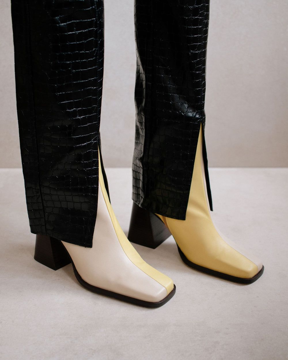 Bottines Alohas South Bicolor pour Off White Yellow Femme | QVK-81504493