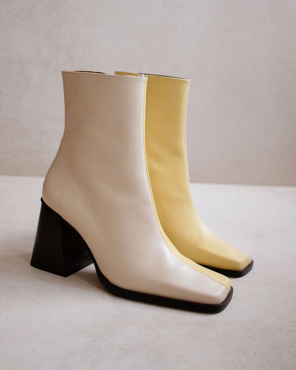 Bottines Alohas South Bicolor pour Off White Yellow Femme | QVK-81504493