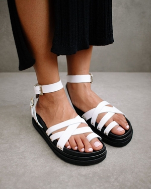 Sandales Alohas Buckle Up pour Bright White Femme | OQQ-68575045