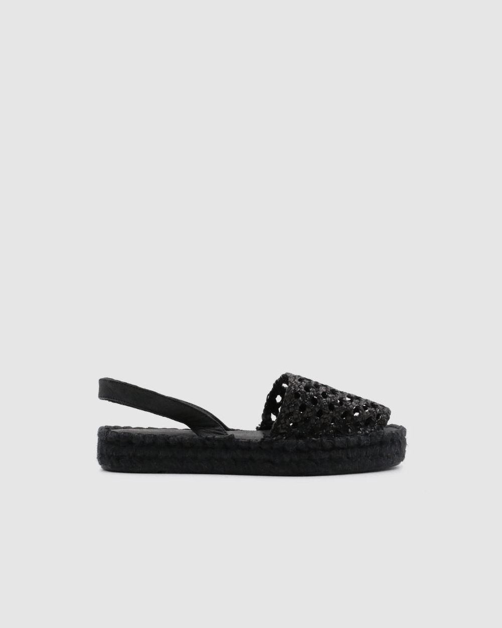 Espadrille Alohas Ibizas Rattan Total pour Black Femme | BZQ-77516063