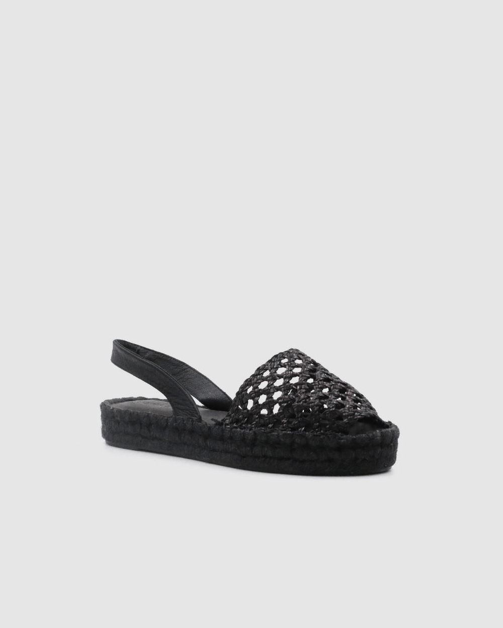 Espadrille Alohas Ibizas Rattan Total pour Black Femme | BZQ-77516063