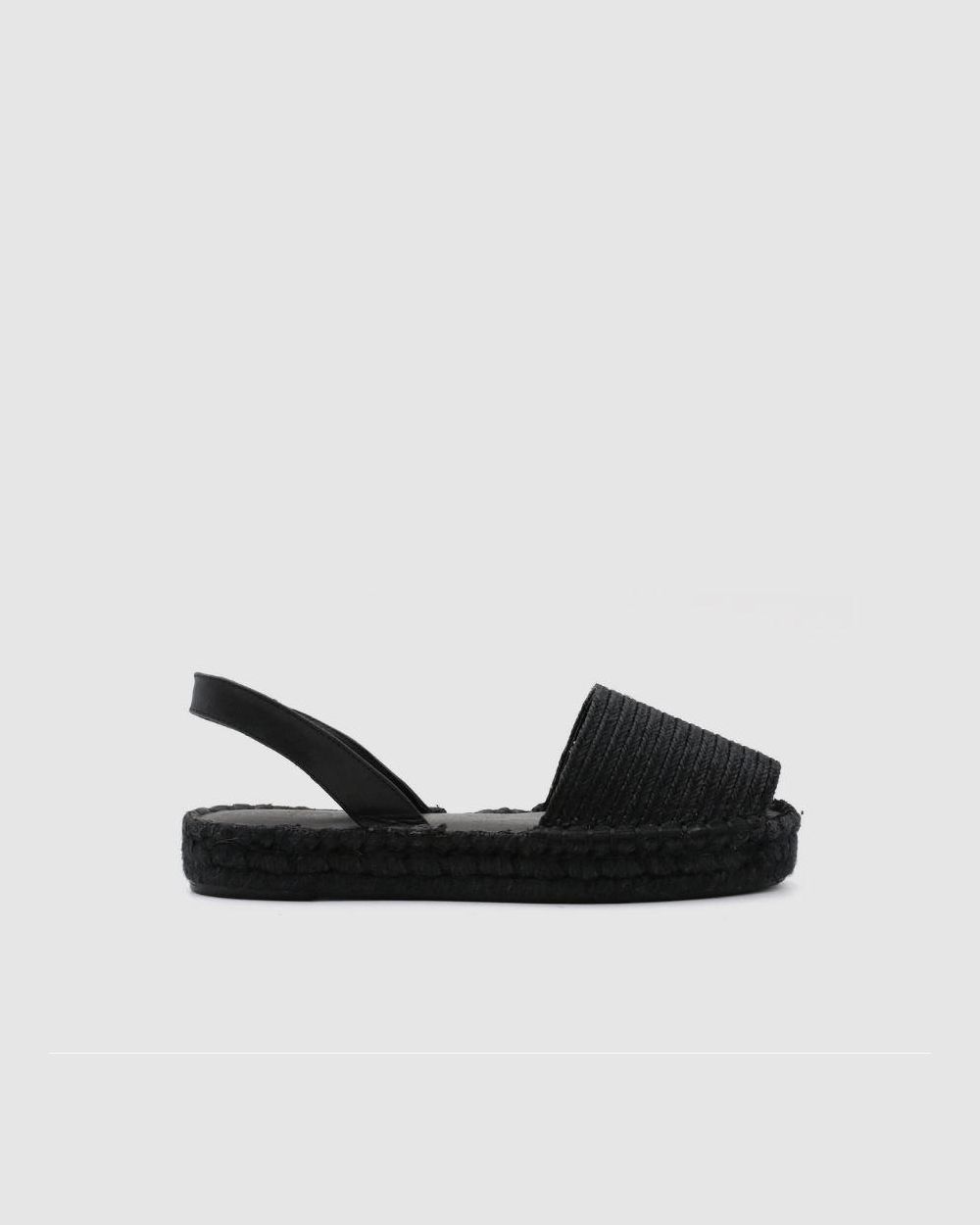 Espadrille Alohas Ibizas Platform Raffia pour Black Femme | WWW-30028453