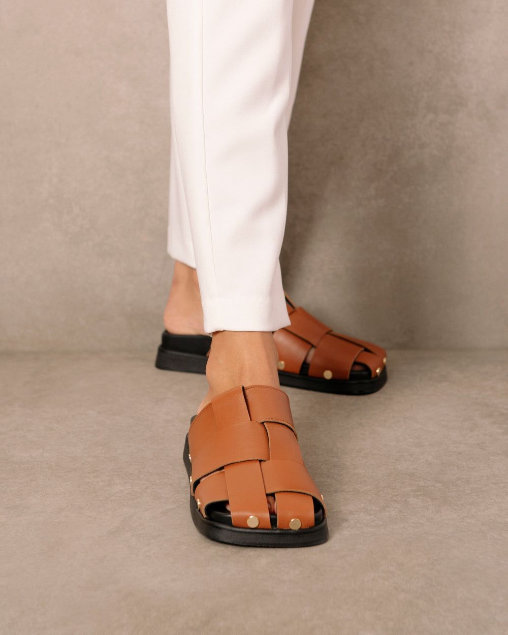 Mules Alohas Stuart pour Tan Femme | XFK-14671507