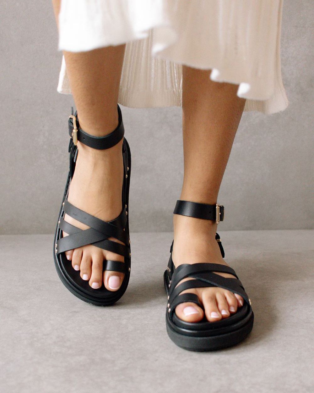 Sandales Alohas Buckle Up pour Black Femme | OAY-03663503