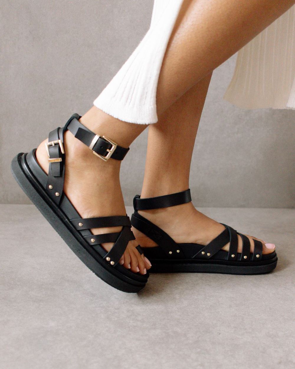 Sandales Alohas Buckle Up pour Black Femme | OAY-03663503